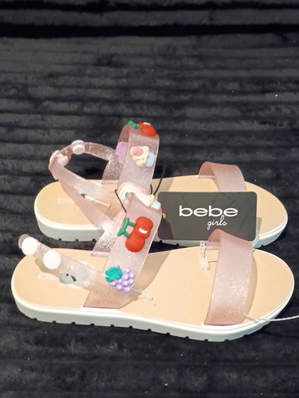 bebe girls Pink Jelly Sandals with Fruit Charms New